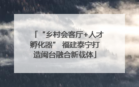 “乡村会客厅+人才孵化器” 福建泰宁打造闽台融合新载体