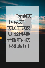 “无视美国宪法” 美民主党议员批评特朗普政府向洛杉矶派兵