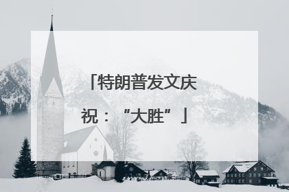 特朗普发文庆祝：“大胜”