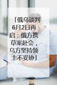 俄乌谈判6月2日再启：俄方携草案赴会，乌方坚持领土不妥协