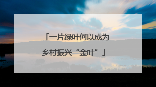一片绿叶何以成为乡村振兴“金叶”