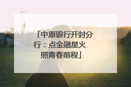 中原银行开封分行：点金融星火 照青春前程