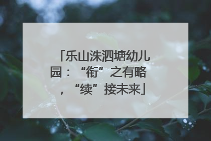 乐山洙泗塘幼儿园：“衔”之有略，“续”接未来