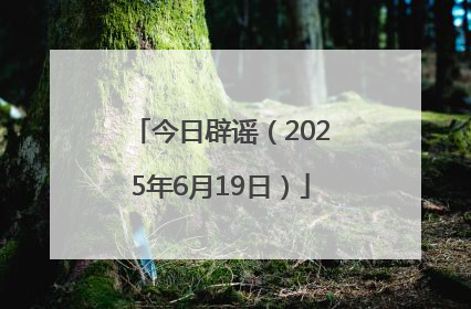 今日辟谣（2025年6月19日）