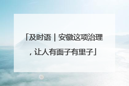 及时语｜安徽这项治理，让人有面子有里子