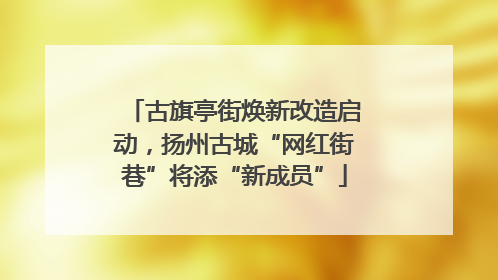 古旗亭街焕新改造启动，扬州古城“网红街巷”将添“新成员”