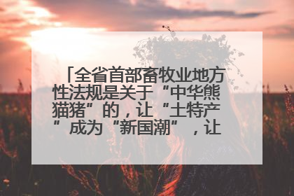 全省首部畜牧业地方性法规是关于“中华熊猫猪”的，让“土特产”成为“新国潮”，让“农产品”升格为“城市IP”