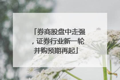 券商股盘中走强，证券行业新一轮并购预期再起