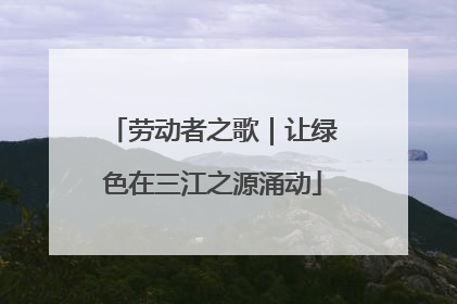 劳动者之歌｜让绿色在三江之源涌动