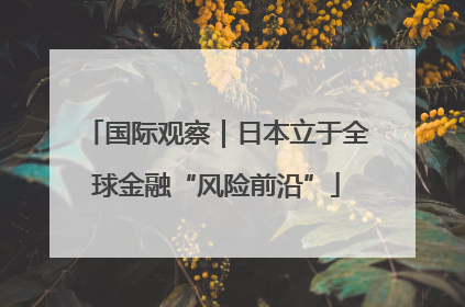 国际观察｜日本立于全球金融“风险前沿”