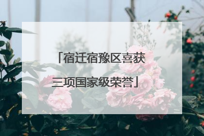 宿迁宿豫区喜获三项国家级荣誉
