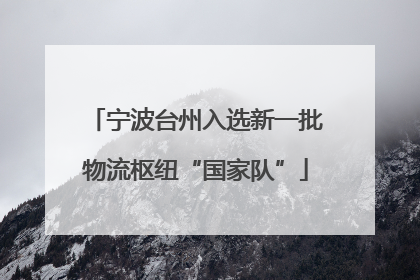 宁波台州入选新一批物流枢纽“国家队”