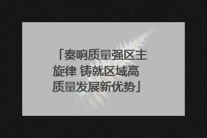 奏响质量强区主旋律 铸就区域高质量发展新优势