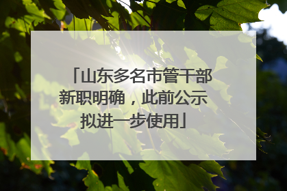 山东多名市管干部新职明确，此前公示拟进一步使用
