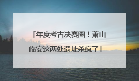 年度考古决赛圈！萧山临安这两处遗址杀疯了