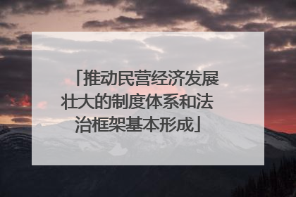 推动民营经济发展壮大的制度体系和法治框架基本形成