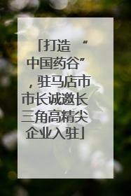 打造 “中国药谷”，驻马店市市长诚邀长三角高精尖企业入驻