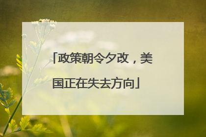 政策朝令夕改，美国正在失去方向