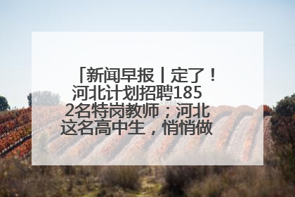 新闻早报丨定了！河北计划招聘1852名特岗教师；河北这名高中生，悄悄做了件超酷的事>>