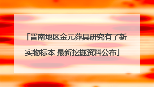 晋南地区金元葬具研究有了新实物标本 最新挖掘资料公布
