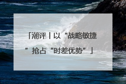 潮评丨以“战略敏捷”抢占“时差优势”
