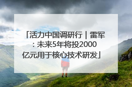 活力中国调研行｜雷军：未来5年将投2000亿元用于核心技术研发
