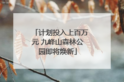 计划投入上百万元 九峰山森林公园即将焕新