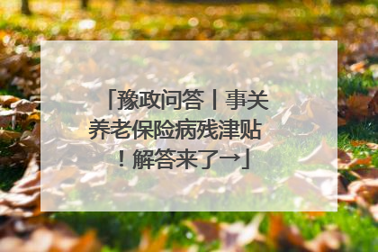 豫政问答丨事关养老保险病残津贴！解答来了→