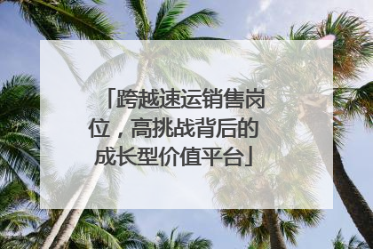 跨越速运销售岗位，高挑战背后的成长型价值平台