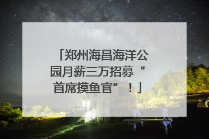 郑州海昌海洋公园月薪三万招募“首席摸鱼官”！
