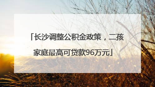 长沙调整公积金政策，二孩家庭最高可贷款96万元