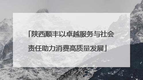 陕西顺丰以卓越服务与社会责任助力消费高质量发展