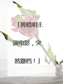 黄晓明主演电影，突然撤档！