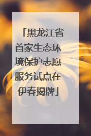 黑龙江省首家生态环境保护志愿服务试点在伊春揭牌